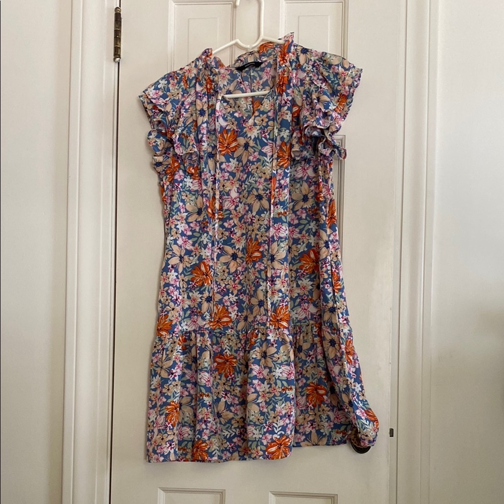 Floral Ruffle Sleeve Dress
